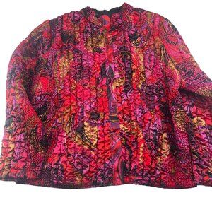 Ruby Rd. Womens Satin Jacket Size 2X Multicolor‎ Textured Design
